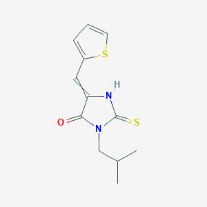 molecular formula C12H14N2OS2 B12468234 3-(2-Methylpropyl)-2-sulfanylidene-5-(thiophen-2-ylmethylidene)imidazolidin-4-one 