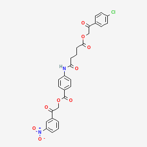 molecular formula C28H23ClN2O9 B12468312 2-(3-Nitrophenyl)-2-oxoethyl 4-({5-[2-(4-chlorophenyl)-2-oxoethoxy]-5-oxopentanoyl}amino)benzoate 