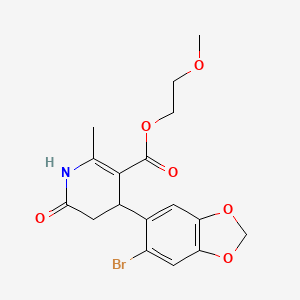 molecular formula C17H18BrNO6 B12468323 2-Methoxyethyl 4-(6-bromo-1,3-benzodioxol-5-yl)-2-methyl-6-oxo-1,4,5,6-tetrahydropyridine-3-carboxylate 