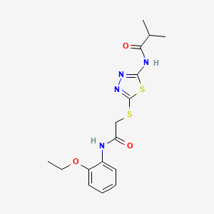 molecular formula C16H20N4O3S2 B12468326 N-(5-((2-((2-ethoxyphenyl)amino)-2-oxoethyl)thio)-1,3,4-thiadiazol-2-yl)isobutyramide 