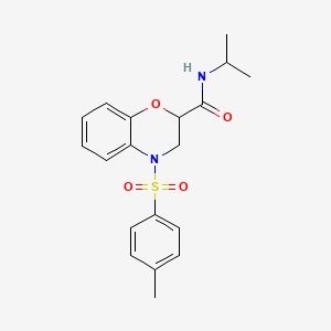 molecular formula C19H22N2O4S B12468360 4-[(4-methylphenyl)sulfonyl]-N-(propan-2-yl)-3,4-dihydro-2H-1,4-benzoxazine-2-carboxamide 