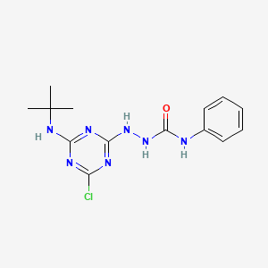 molecular formula C14H18ClN7O B12468412 2-[4-(tert-butylamino)-6-chloro-1,3,5-triazin-2-yl]-N-phenylhydrazinecarboxamide 