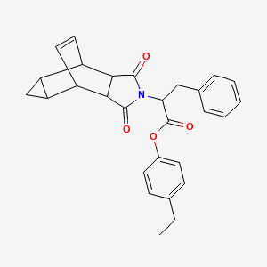 molecular formula C28H27NO4 B12468420 4-ethylphenyl 2-(1,3-dioxooctahydro-4,6-ethenocyclopropa[f]isoindol-2(1H)-yl)-3-phenylpropanoate 