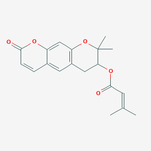 molecular formula C19H20O5 B12468440 (S)-8,8-Dimethyl-2-oxo-7,8-dihydro-2H,6H-pyrano(3,2-g)chromen-7-yl 3-methyl-2-butenoate 