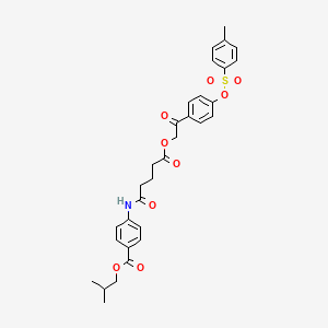 molecular formula C31H33NO9S B12468452 2-Methylpropyl 4-({5-[2-(4-{[(4-methylphenyl)sulfonyl]oxy}phenyl)-2-oxoethoxy]-5-oxopentanoyl}amino)benzoate 