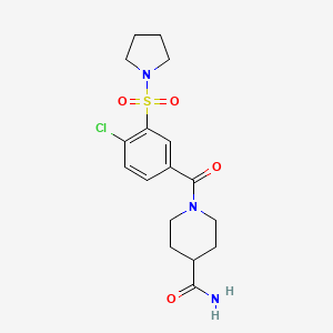 molecular formula C17H22ClN3O4S B12468459 1-{[4-Chloro-3-(pyrrolidin-1-ylsulfonyl)phenyl]carbonyl}piperidine-4-carboxamide 