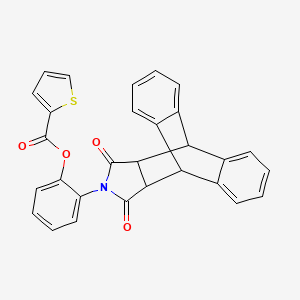 2-(16,18-Dioxo-17-azapentacyclo[6.6.5.0~2,7~.0~9,14~.0~15,19~]nonadeca-2,4,6,9,11,13-hexaen-17-yl)phenyl thiophene-2-carboxylate (non-preferred name)