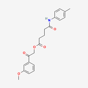 molecular formula C21H23NO5 B12468541 2-(3-Methoxyphenyl)-2-oxoethyl 5-[(4-methylphenyl)amino]-5-oxopentanoate 