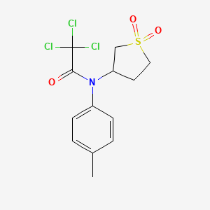 molecular formula C13H14Cl3NO3S B12468607 2,2,2-trichloro-N-(1,1-dioxidotetrahydrothiophen-3-yl)-N-(4-methylphenyl)acetamide 