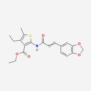 Ethyl 2-[[3-(1,3-benzodioxol-5-yl)-1-oxo-2-propen-1-yl]amino]-4-ethyl-5-methyl-3-thiophenecarboxylate