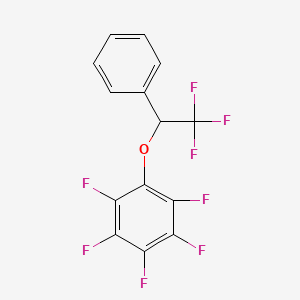 molecular formula C14H6F8O B12468619 1,2,3,4,5-Pentafluoro-6-(2,2,2-trifluoro-1-phenylethoxy)benzene 