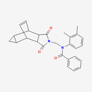 molecular formula C27H26N2O3 B12468631 N-(2,3-dimethylphenyl)-N-[(1,3-dioxooctahydro-4,6-ethenocyclopropa[f]isoindol-2(1H)-yl)methyl]benzamide 