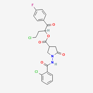 4-Chloro-1-(4-fluorophenyl)-1-oxobutan-2-yl 1-{[(2-chlorophenyl)carbonyl]amino}-5-oxopyrrolidine-3-carboxylate