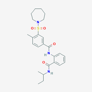 3-(azepan-1-ylsulfonyl)-N-[2-(butan-2-ylcarbamoyl)phenyl]-4-methylbenzamide