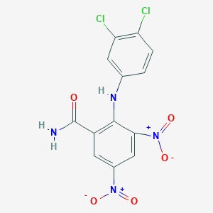 molecular formula C13H8Cl2N4O5 B12468673 2-[(3,4-Dichlorophenyl)amino]-3,5-dinitrobenzamide 