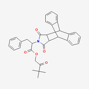 3,3-Dimethyl-2-oxobutyl 2-(16,18-dioxo-17-azapentacyclo[6.6.5.0~2,7~.0~9,14~.0~15,19~]nonadeca-2,4,6,9,11,13-hexaen-17-yl)-3-phenylpropanoate (non-preferred name)