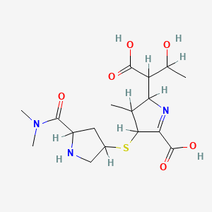 molecular formula C17H27N3O6S B1246868 2-(1-Carboxy-2-hydroxypropyl)-4-{[5-(dimethylcarbamoyl)pyrrolidin-3-yl]sulfanyl}-3-methyl-3,4-dihydro-2h-pyrrole-5-carboxylic acid CAS No. 124190-28-9