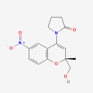 molecular formula C15H16N2O5 B1246870 1-[(2R)-2-(hydroxymethyl)-2-methyl-6-nitrochromen-4-yl]pyrrolidin-2-one 