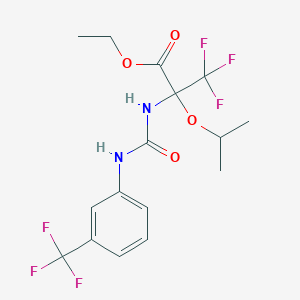 molecular formula C16H18F6N2O4 B12468720 ethyl 3,3,3-trifluoro-2-(propan-2-yloxy)-N-{[3-(trifluoromethyl)phenyl]carbamoyl}alaninate 