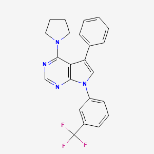 molecular formula C23H19F3N4 B12468758 5-phenyl-4-(pyrrolidin-1-yl)-7-[3-(trifluoromethyl)phenyl]-7H-pyrrolo[2,3-d]pyrimidine 