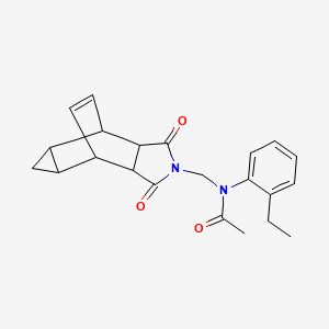 molecular formula C22H24N2O3 B12468783 N-[(1,3-dioxooctahydro-4,6-ethenocyclopropa[f]isoindol-2(1H)-yl)methyl]-N-(2-ethylphenyl)acetamide 