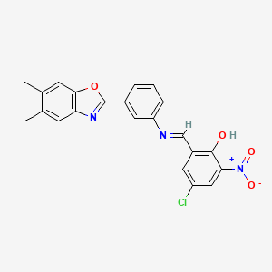 4-chloro-2-[(E)-{[3-(5,6-dimethyl-1,3-benzoxazol-2-yl)phenyl]imino}methyl]-6-nitrophenol