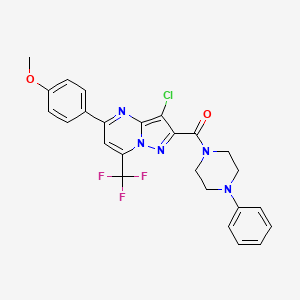 molecular formula C25H21ClF3N5O2 B12468837 [3-Chloro-5-(4-methoxyphenyl)-7-(trifluoromethyl)pyrazolo[1,5-a]pyrimidin-2-yl](4-phenylpiperazin-1-yl)methanone 