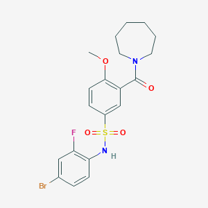 molecular formula C20H22BrFN2O4S B12468871 3-(azepan-1-ylcarbonyl)-N-(4-bromo-2-fluorophenyl)-4-methoxybenzenesulfonamide 