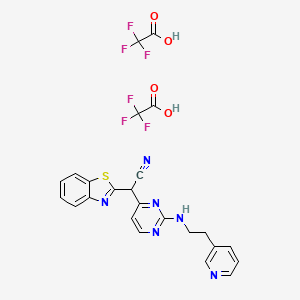 2-(Benzo[d]thiazol-2-yl)-2-(2-((2-(pyridin-3-yl)ethyl)amino)pyrimidin-4-yl)acetonitrile bis(2,2,2-trifluoroacetate)