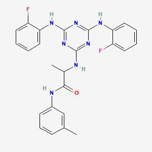 molecular formula C25H23F2N7O B12468877 N~2~-{4,6-bis[(2-fluorophenyl)amino]-1,3,5-triazin-2-yl}-N-(3-methylphenyl)alaninamide 