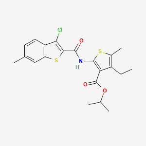 molecular formula C21H22ClNO3S2 B12468900 Propan-2-yl 2-{[(3-chloro-6-methyl-1-benzothiophen-2-yl)carbonyl]amino}-4-ethyl-5-methylthiophene-3-carboxylate 