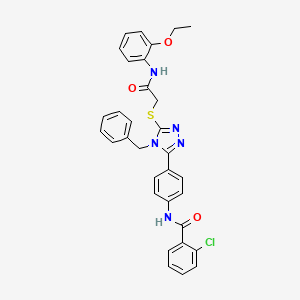 molecular formula C32H28ClN5O3S B12468921 N-{4-[4-benzyl-5-({2-[(2-ethoxyphenyl)amino]-2-oxoethyl}sulfanyl)-4H-1,2,4-triazol-3-yl]phenyl}-2-chlorobenzamide 