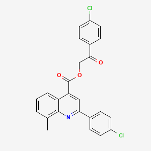 molecular formula C25H17Cl2NO3 B12468944 2-(4-Chlorophenyl)-2-oxoethyl 2-(4-chlorophenyl)-8-methylquinoline-4-carboxylate 