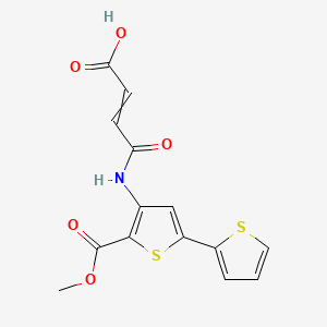 molecular formula C14H11NO5S2 B12468954 4-[(2-Methoxycarbonyl-5-thiophen-2-ylthiophen-3-yl)amino]-4-oxobut-2-enoic acid CAS No. 682741-29-3