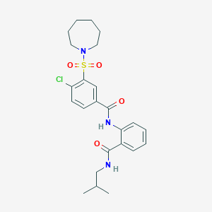 molecular formula C24H30ClN3O4S B12468998 3-(azepan-1-ylsulfonyl)-4-chloro-N-{2-[(2-methylpropyl)carbamoyl]phenyl}benzamide 