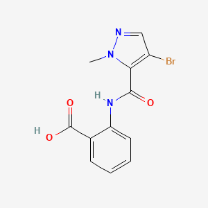 molecular formula C12H10BrN3O3 B12469008 2-{[(4-bromo-1-methyl-1H-pyrazol-5-yl)carbonyl]amino}benzoic acid 