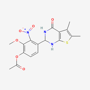 4-(5,6-Dimethyl-4-oxo-1,2,3,4-tetrahydrothieno[2,3-d]pyrimidin-2-yl)-2-methoxy-3-nitrophenyl acetate