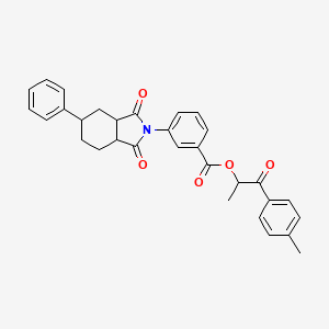 molecular formula C31H29NO5 B12469106 1-(4-methylphenyl)-1-oxopropan-2-yl 3-(1,3-dioxo-5-phenyloctahydro-2H-isoindol-2-yl)benzoate 