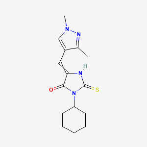 molecular formula C15H20N4OS B12469117 3-Cyclohexyl-5-[(1,3-dimethylpyrazol-4-yl)methylidene]-2-sulfanylideneimidazolidin-4-one 