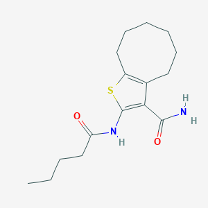 molecular formula C16H24N2O2S B12469141 2-(Pentanoylamino)-4,5,6,7,8,9-hexahydrocycloocta[b]thiophene-3-carboxamide 