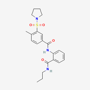 molecular formula C22H27N3O4S B12469146 4-methyl-N-[2-(propylcarbamoyl)phenyl]-3-(pyrrolidin-1-ylsulfonyl)benzamide 