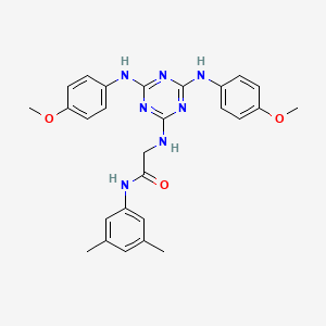 molecular formula C27H29N7O3 B12469153 N~2~-{4,6-bis[(4-methoxyphenyl)amino]-1,3,5-triazin-2-yl}-N-(3,5-dimethylphenyl)glycinamide 