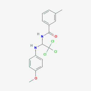 molecular formula C17H17Cl3N2O2 B12469161 3-methyl-N-{2,2,2-trichloro-1-[(4-methoxyphenyl)amino]ethyl}benzamide 