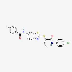 molecular formula C25H22ClN3O2S2 B12469200 N-[2-({1-[(4-chlorophenyl)amino]-1-oxobutan-2-yl}sulfanyl)-1,3-benzothiazol-6-yl]-4-methylbenzamide 