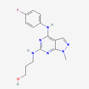 molecular formula C15H17FN6O B12469208 3-(4-(4-fluorophenylamino)-1-methyl-1H-pyrazolo[3,4-d]pyrimidin-6-ylamino)propan-1-ol 