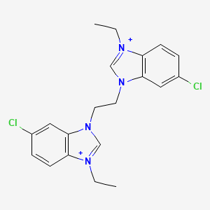 molecular formula C20H22Cl2N4+2 B12469219 3,3'-ethane-1,2-diylbis(5-chloro-1-ethyl-1H-3,1-benzimidazol-3-ium) 