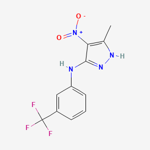 molecular formula C11H9F3N4O2 B12469220 5-methyl-4-nitro-N-[3-(trifluoromethyl)phenyl]-1H-pyrazol-3-amine 