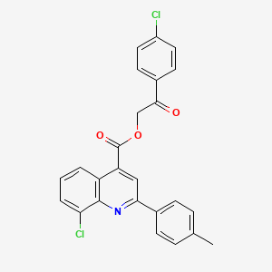 molecular formula C25H17Cl2NO3 B12469261 2-(4-Chlorophenyl)-2-oxoethyl 8-chloro-2-(4-methylphenyl)quinoline-4-carboxylate 