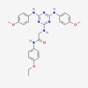 molecular formula C27H29N7O4 B12469281 N~2~-{4,6-bis[(4-methoxyphenyl)amino]-1,3,5-triazin-2-yl}-N-(4-ethoxyphenyl)glycinamide 