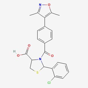 molecular formula C22H19ClN2O4S B12469294 2-(2-Chlorophenyl)-3-[4-(3,5-dimethyl-1,2-oxazol-4-yl)benzoyl]-1,3-thiazolidine-4-carboxylic acid 